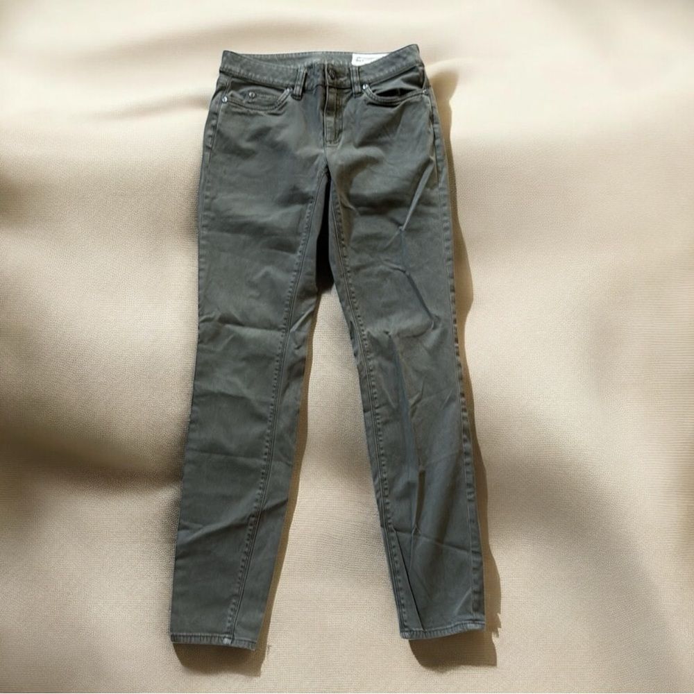 Two by Vince Camuto Washed Olive Green Stretch Cotton Skinny Jeans Size 27/4